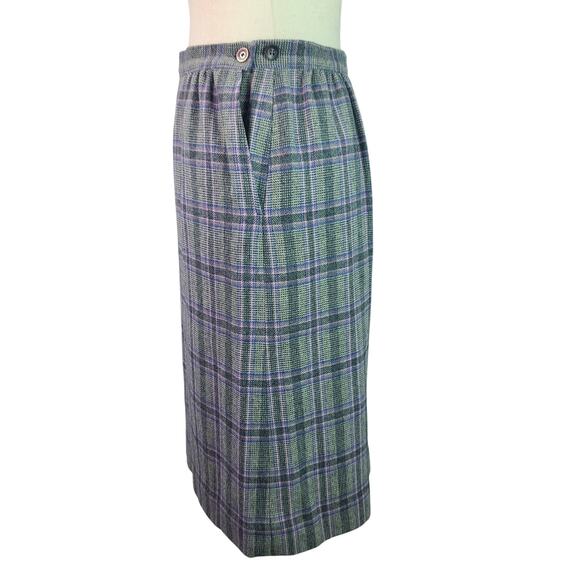 Pendleton Blue Gray Wool Plaid Lined Vintage USA Skirt  10 - Picture 2 of 5